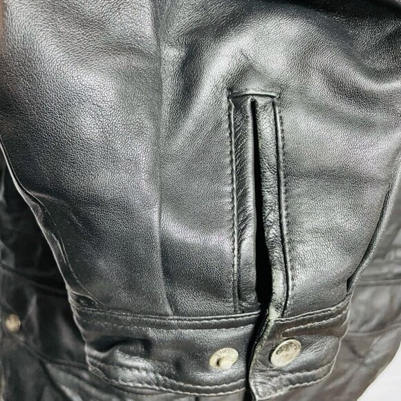 Mens Black Leather Coat  Haggar Size XL Heavy Winter Jacket u - Picture 5 of 12